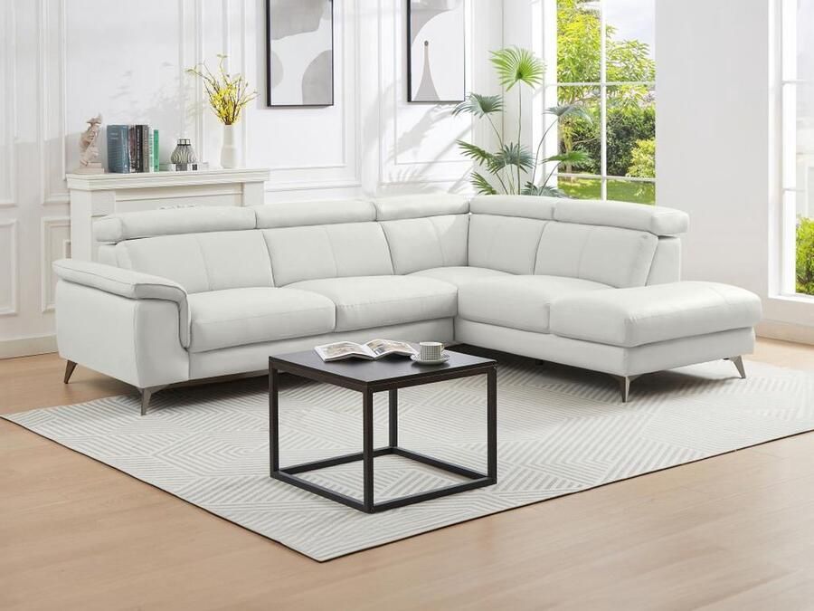 Vente-unique Zitbank met rechtse hoek in crèmekleurig leer MARAMBA L 288 cm x H 82 cm x D 219 cm