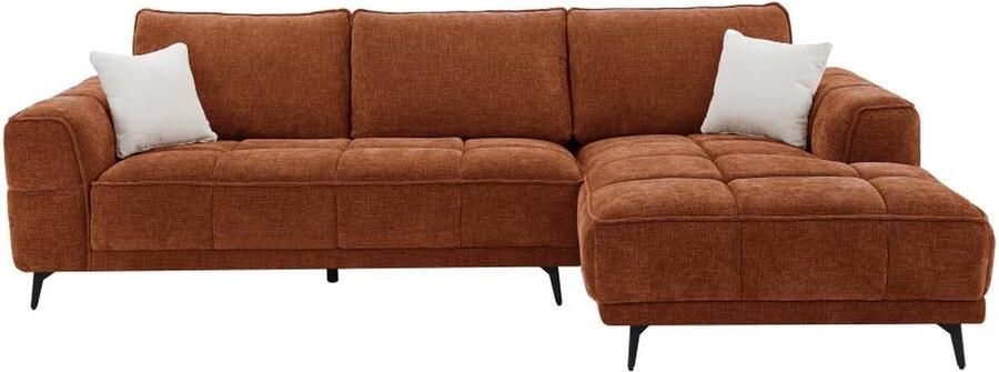 Vente-unique Zitbank met rechtse hoek in terracotta textuurstof KIPAMBA L 292 cm x H 88 cm x D 172 cm