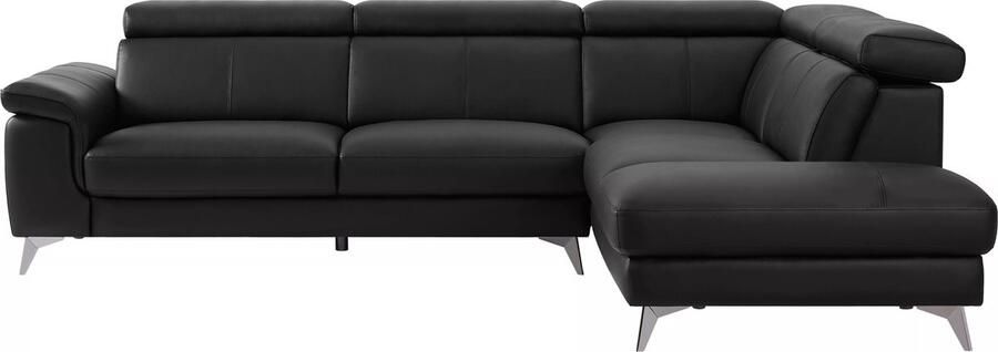 Vente-unique Zitbank met rechtse hoek in zwart leer MARAMBA L 288 cm x H 82 cm x D 219 cm