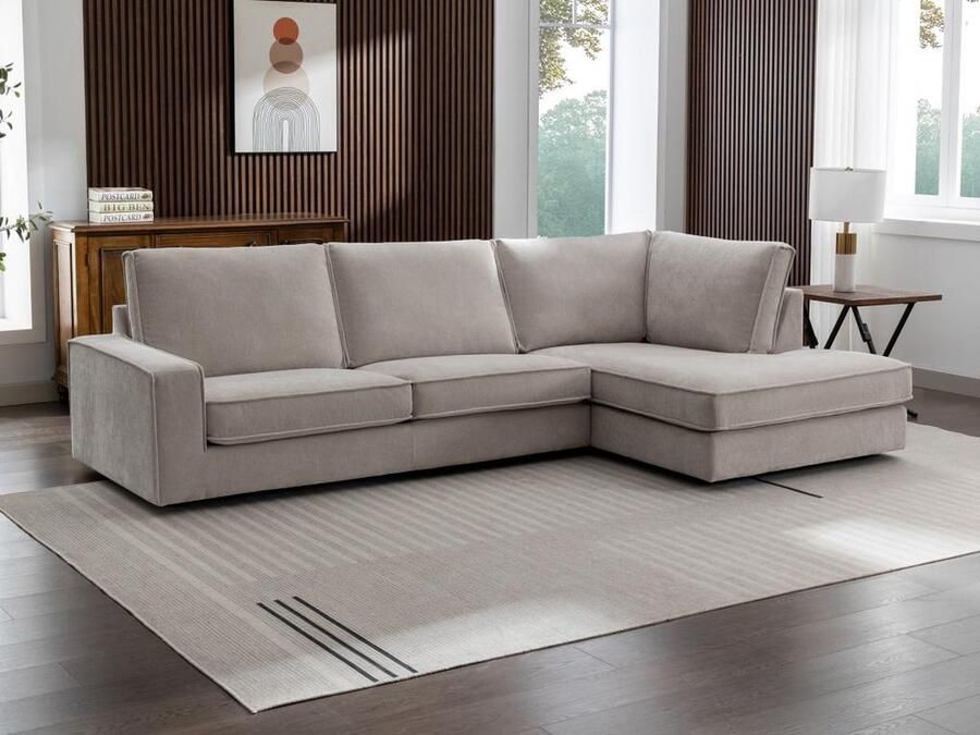 Vente-unique Zitbank met rechtse hoek zitbank in beige stof APRICALE L 298 cm x H 90 cm x D 171 cm - Foto 2