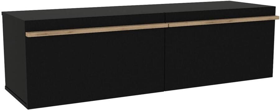 Vente-unique Zwevend tv-meubel met 2 deurtjes Zwart MIELONA L 140 cm x H 40 cm x D 41.8 cm
