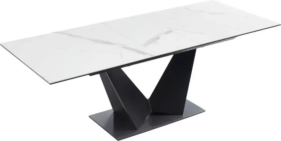 Pascal Morabito Verlengbare eettafel 6 tot 8 plaatsen van keramiek en metaal Wit en zwart marmerect OLETIA van L 220 cm x H 76 cm x D 90 cm - Foto 2