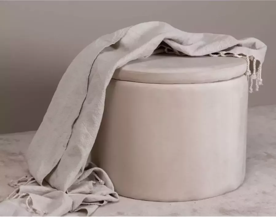 Venture Home Poef Dunken 51x51x43 cm fluweel beige