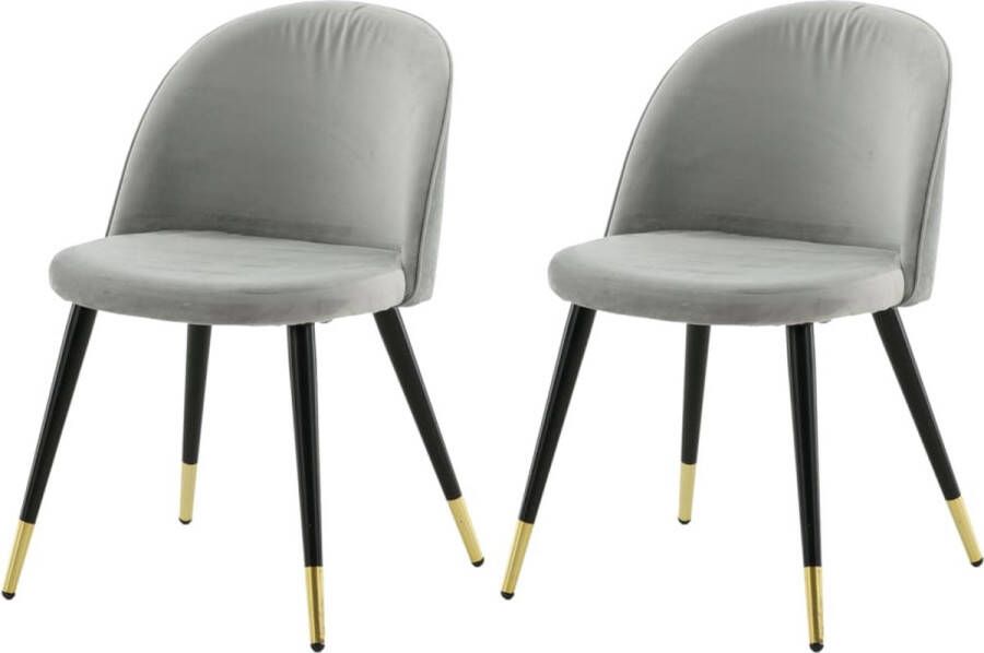 Venture Home Venture-Home-Eetkamerstoelen-2-st-Velvet-fluweel-zwart-messing-grijs - Foto 4