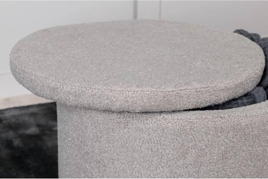 Hioshop Dunken poef hocker met opbergruimte Ø51cm teddystof bruin. - Foto 2