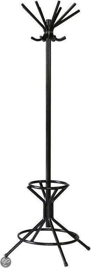 Vepabins Staande kapstok Bilbao. Kapstok van gelakt metaal met 8 haken afgezet met kunststof knoppen. Op verzwaarde metalen voet