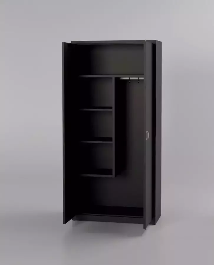 Ailem B.V. Draaideurkast Schoonmaakkasten Werkkast 180 x 80 Zwart Metalen kast draaideurkast kantoorkast garage kast Met slot