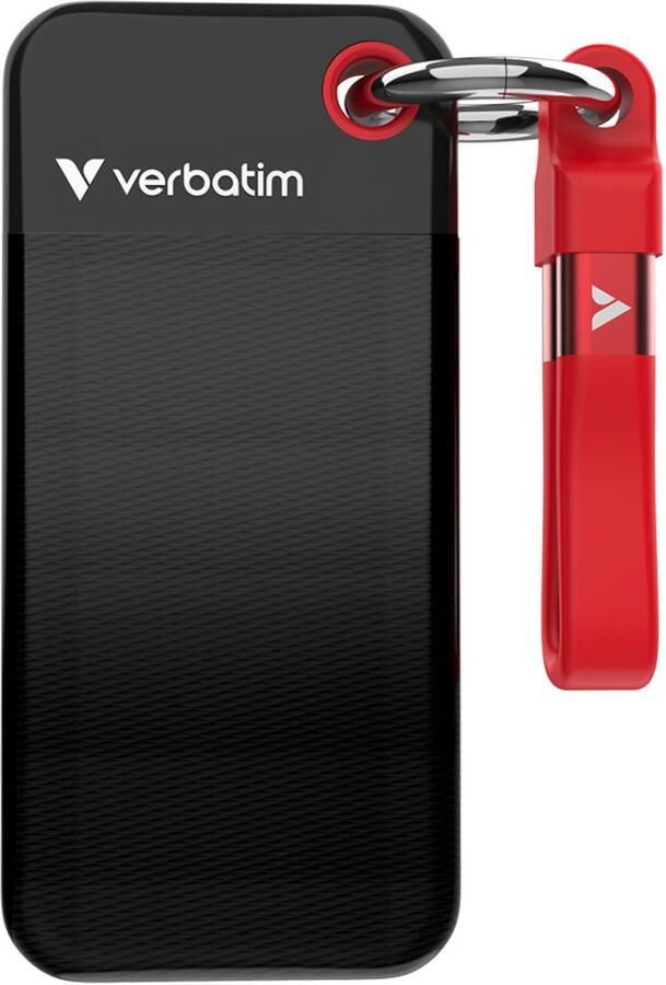 Verbatim Pocket SSD 1 TB USB Type-C 3.2 Gen 2 (3.1 Gen 2) Zwart Rood