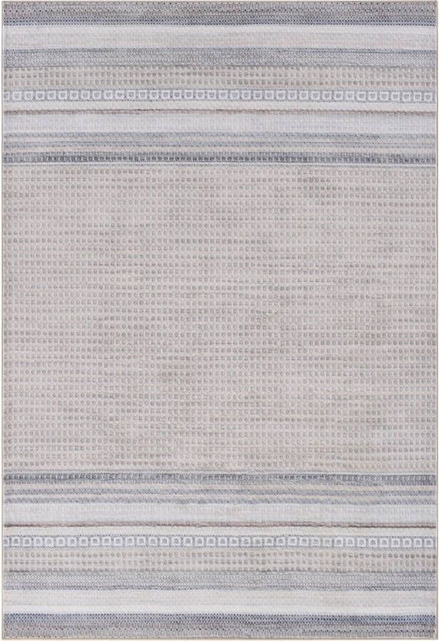 Vercai Rugs Cashmere Collectie Laagpolig Vloerkleed Zacht Tapijt met Modern Ontwerp Polyester Beige Grijs 160x230 cm