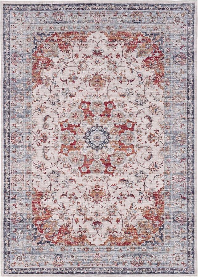 Vercai Rugs Fenix Collectie Laagpolig Vloerkleed Modern Tapijt met Vintage Ontwerp Chenille Rood 120x180 cm