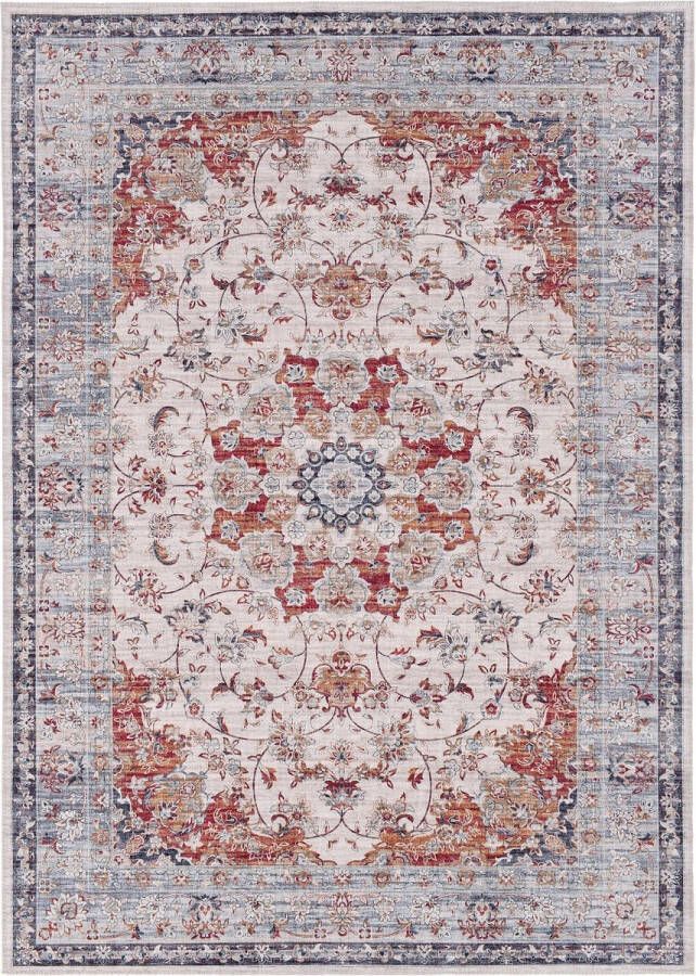 Vercai Rugs Fenix Collectie Laagpolig Vloerkleed Modern Tapijt met Vintage Ontwerp Chenille Rood 160x230 cm
