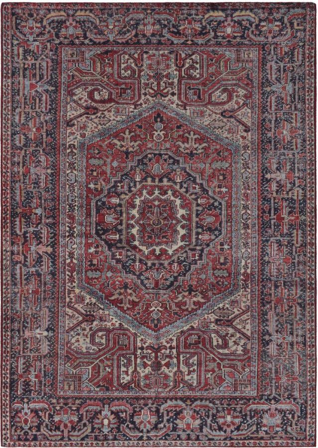 Vercai Rugs Fenix Collectie Laagpolig Vloerkleed Modern Tapijt met Vintage Ontwerp Chenille Rood Blauw 160x230 cm - Foto 1