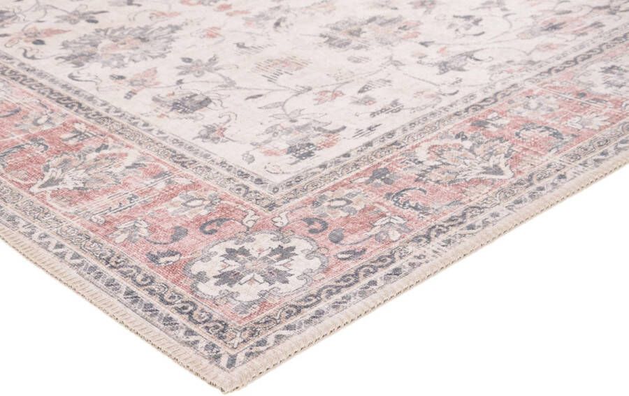 Vercai Rugs Fenix Collectie Laagpolig Vloerkleed Modern Tapijt met Vintage Ontwerp Chenille Roze 80x150 cm