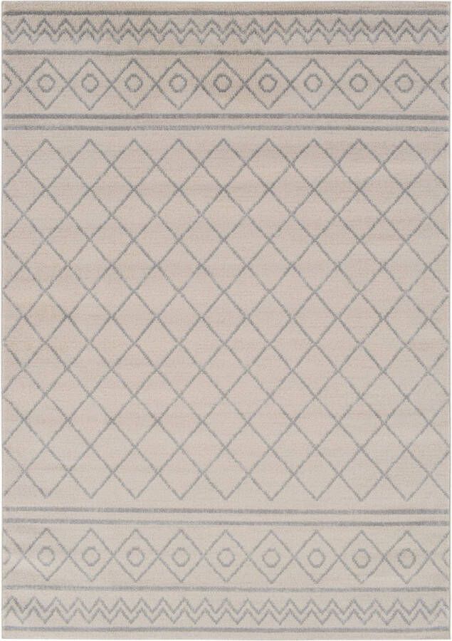 Vercai Rugs Firenze Collectie Laagpolig Vloerkleed Polypropyleen Wit Grijs 160x230 cm