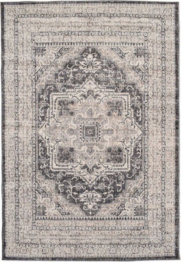 Vercai Rugs Florence Collectie Laagpolig Vloerkleed Polypropyleen Crème Grijs 200x290 cm