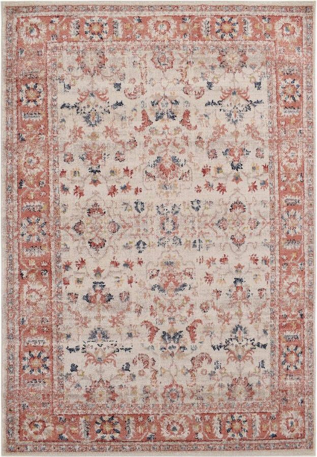Vercai Rugs Florence Collectie Laagpolig Vloerkleed Polypropyleen Ivoor Rood 160x230 cm