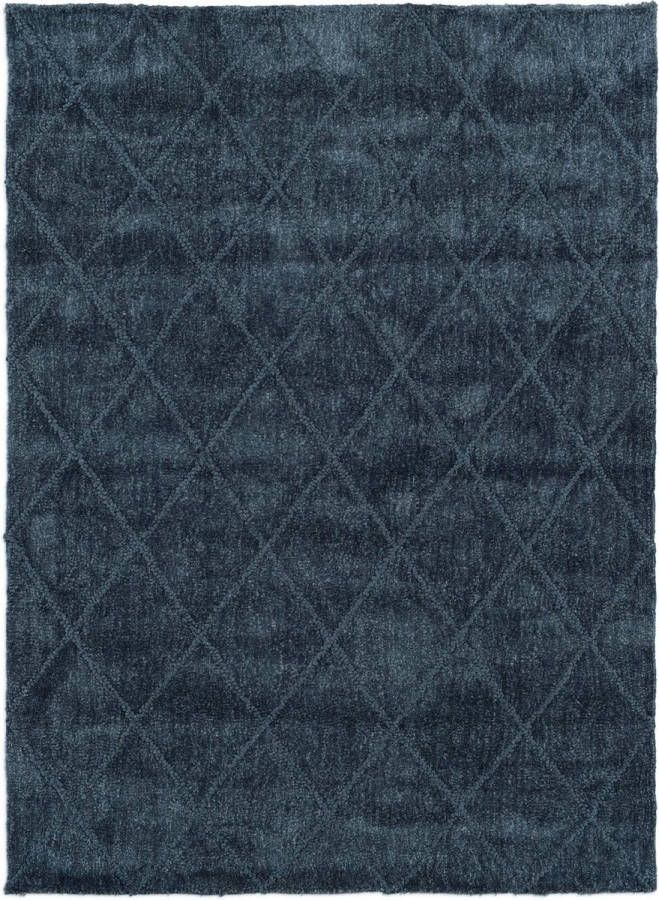 Vercai Rugs Jay Collectie Hoogpolig Vloerkleed Microfiber Tapijt voor Woonkamer Microfiber Polyester Blauw 70x140 cm