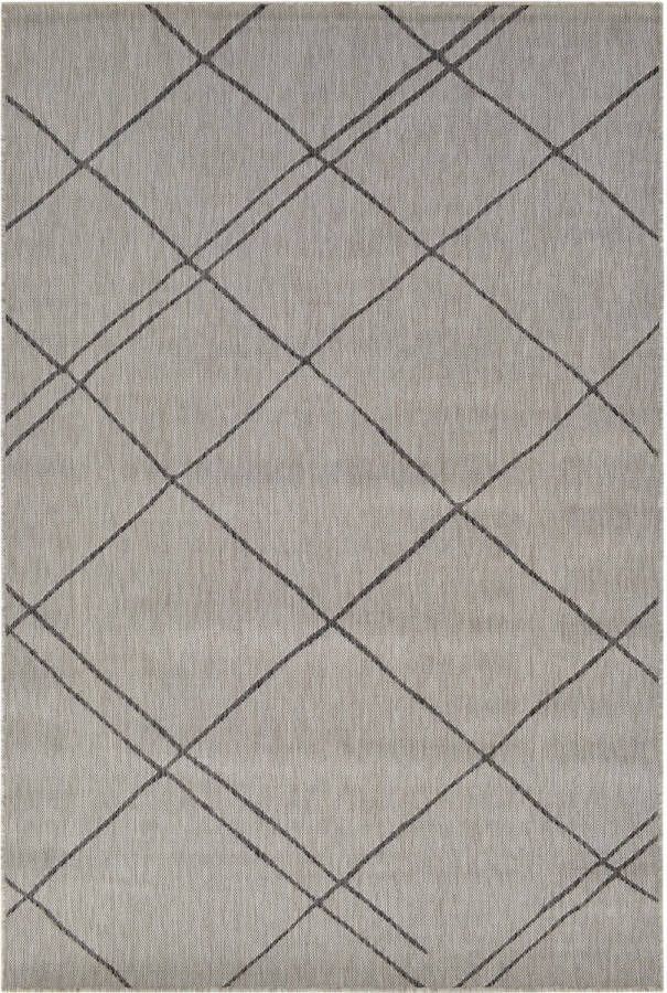 Vercai Rugs Terrace Collectie Laagpolig Vloerkleed Tapijt voor Binnen en Buiten Polypropyleen Pebble Grijs 80x150 cm