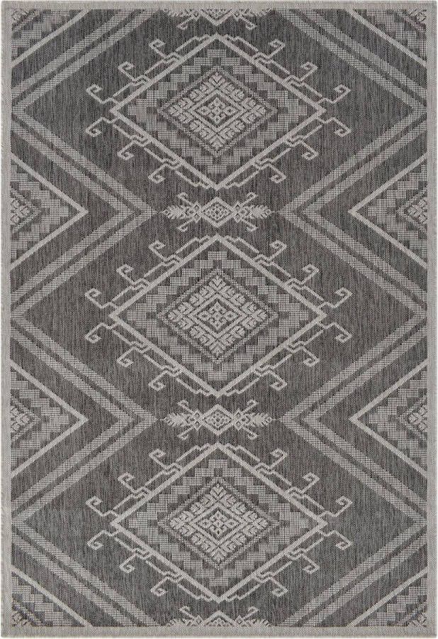 Vercai Rugs Terrace Collectie Laagpolig Vloerkleed Tapijt voor Binnen en Buiten Polypropyleen Pebble Grijs 160x220 cm