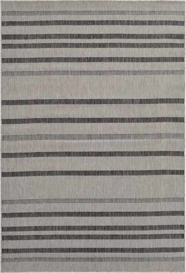 Vercai Rugs Terrace Collectie Laagpolig Vloerkleed Tapijt voor Binnen en Buiten Polypropyleen Zilver Zwart 160x220 cm