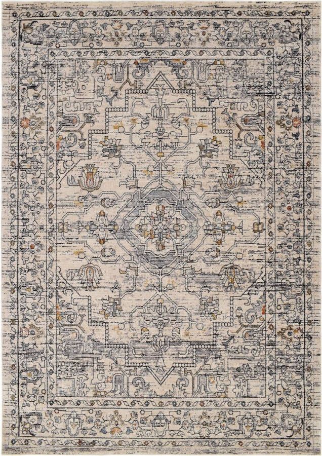 Vercai Rugs Troye Collectie Laagpolig Vloerkleed Meerkleurig Tapijt voor Woonkamer Polyester Ivoor 200x290 cm