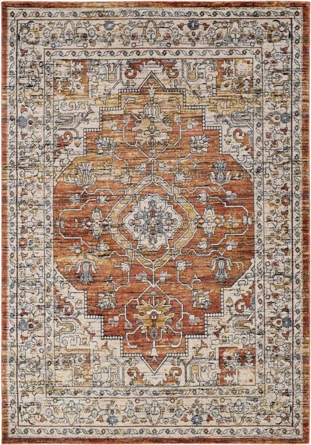 Vercai Rugs Troye Collectie Laagpolig Vloerkleed Meerkleurig Tapijt voor Woonkamer Polyester Terra 120x170 cm