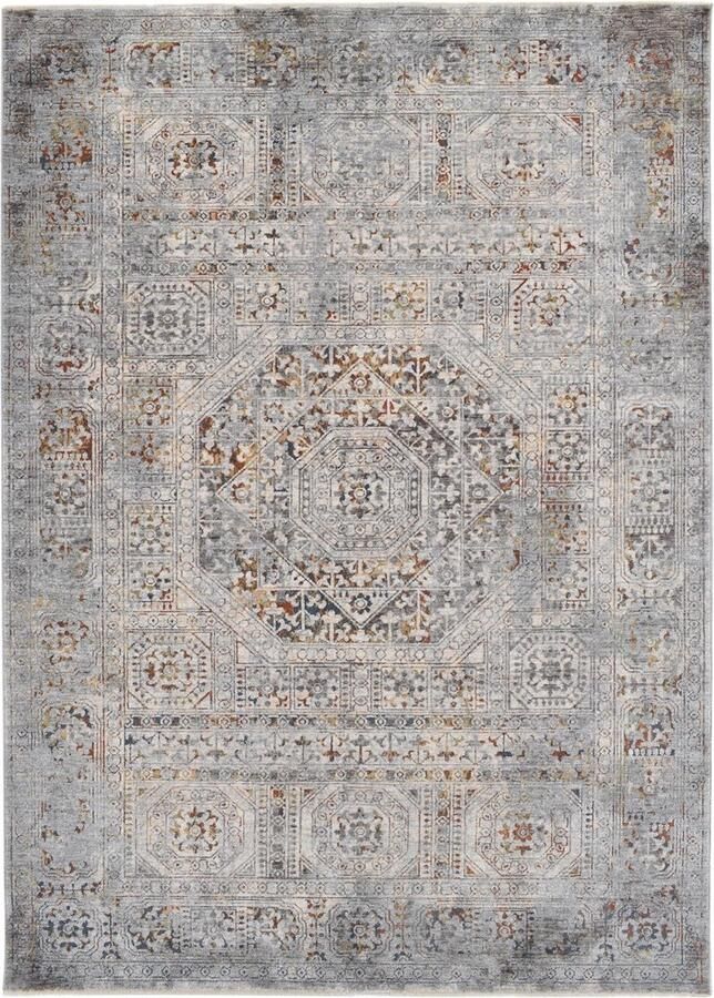 Vercai Rugs Bellagio Collectie Hoogpolig Vloerkleed Polyester Multi -Grijs 80x150 cm