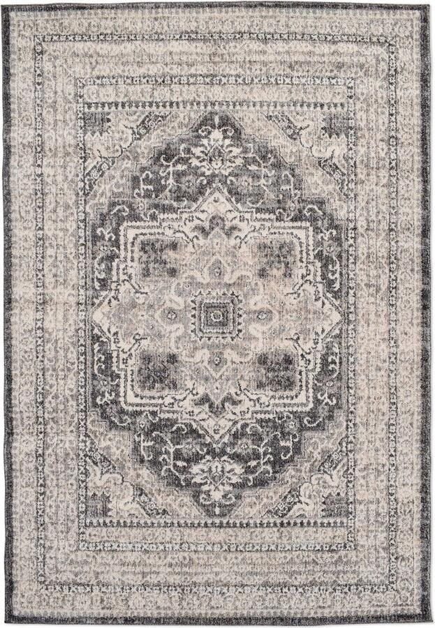 Vercai Rugs Florence Collectie Laagpolig Vloerkleed Polypropyleen Crème Grijs 160x230 cm