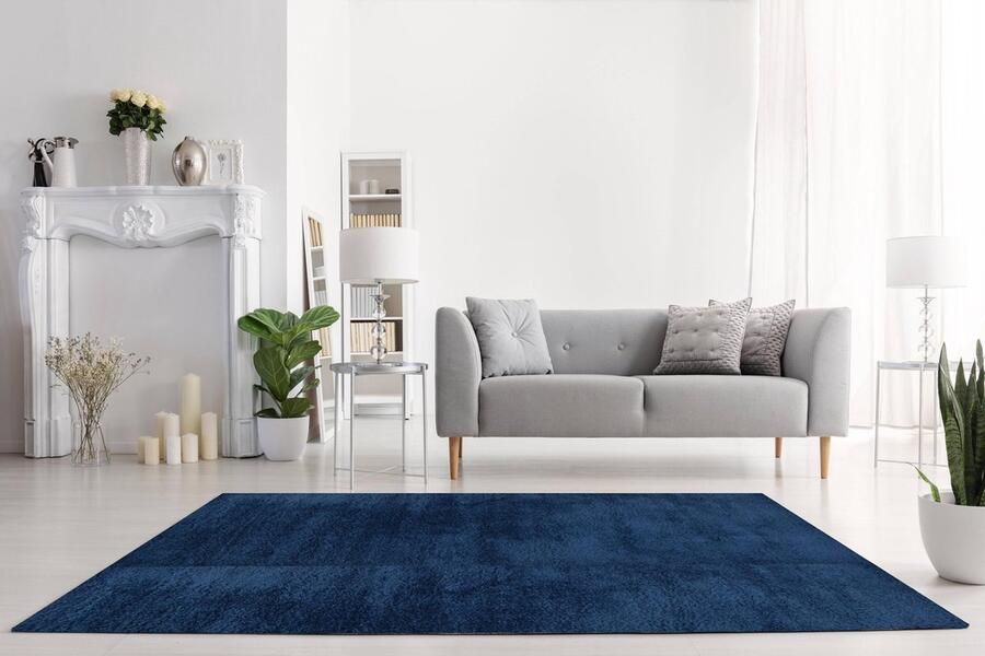 Vercai Rugs Parma Collectie Hoogpolig Vloerkleed Shaggy Tapijt voor Woonkamer Polyester Marine 80x150 cm