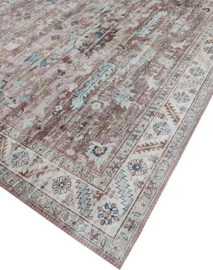 Vercai Rugs Vintage Collectie Hoogpolig Vloerkleed Machine Wasbaar Chenille Polyester Blush 200x290 cm