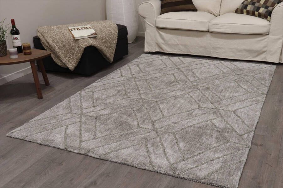 Vercai Rugs Jay Collectie Hoogpolig Vloerkleed Microfiber Tapijt voor Woonkamer Microfiber Polyester Zilver 110x160 cm - Foto 4