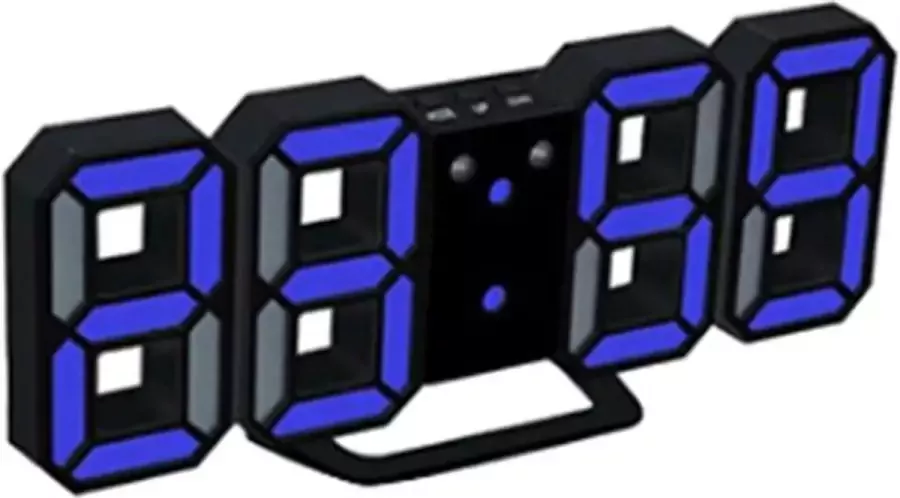 VERK GROUP Digitale 3D blauwe LED klok of Moderne tafel lamp Mini muurklok Wekker Modern design met temperatuur meter