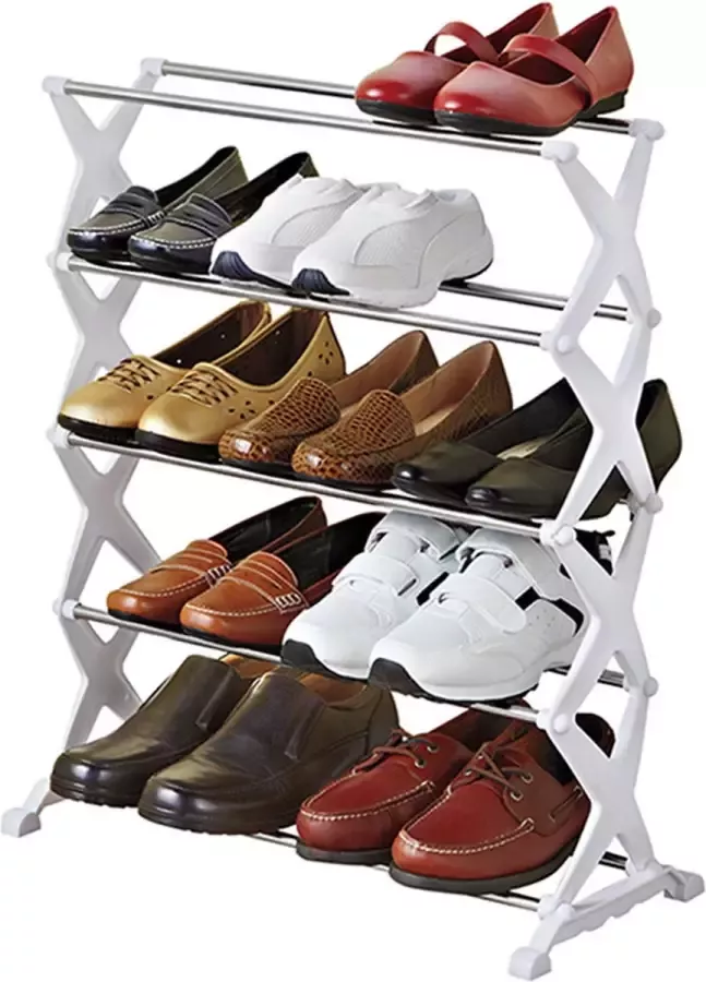VERK GROUP Schoenenrek Wit voor 15 paar schoenen rek 5 laags wit 66 cm x 57 cm Stevig & Stabiel