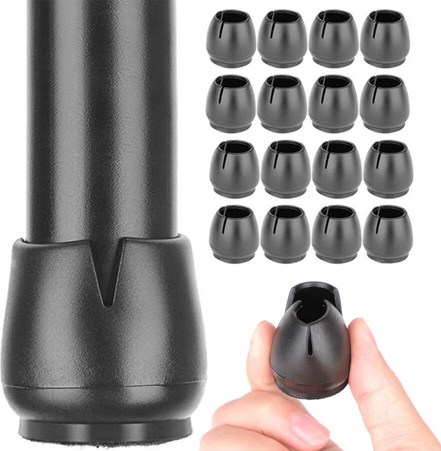 VERK GROUP Stoelpootbeschermers 16 Stuks Zwart 12-16mm Stoelpoot doppen Vloerbescherming Stoelpoten Stoeldoppen