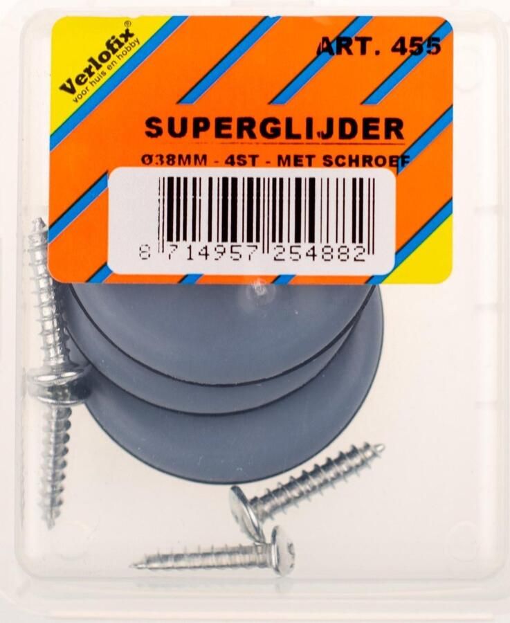 Verlofix Meubelglijder Schroef Diam.38mm Kunstst. Grijs 4stuks