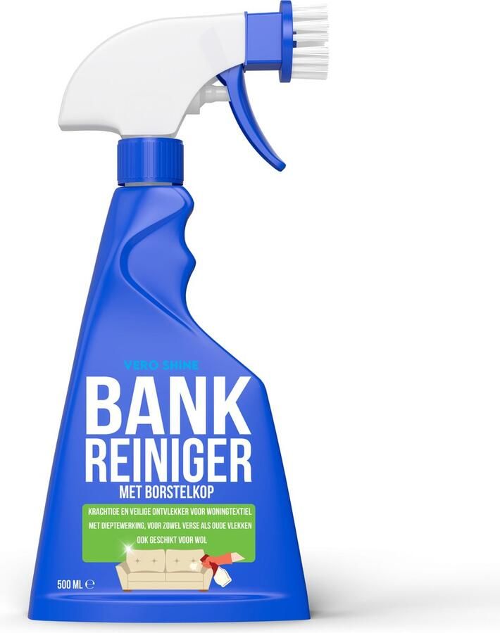 Vero Shine Bank Reiniger met Borstelkop (500ml) Vlekkenreiniger voor woningtextiel met inwerkborstel