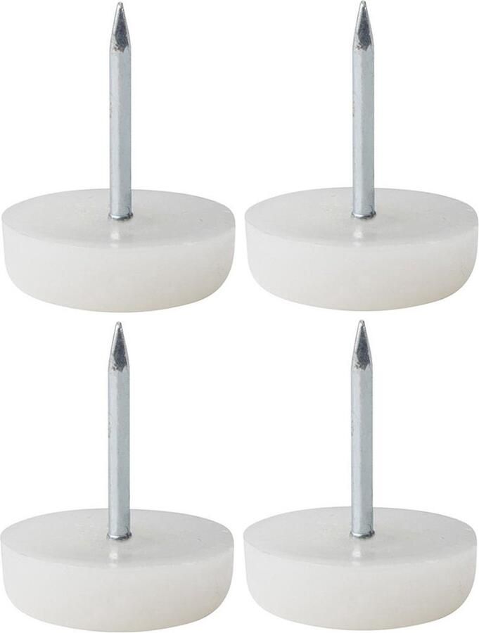Verpas Meubel - stoelglijder met spijker nagel 25mm wit kunststof set 4 stuks stoelpoot meubelglijder