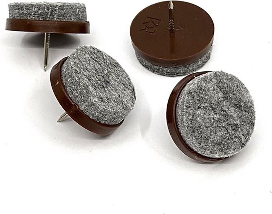 Verpas Meubel - stoelglijder vilt met nagel 24mm bruin set 4 stuks stoelpoot meubelglijder