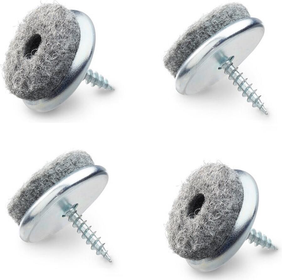Verpas Meubel - stoelglijder vilt met schroef 20mm metaal grijs set 4 stuks stoelpoot meubelglijder