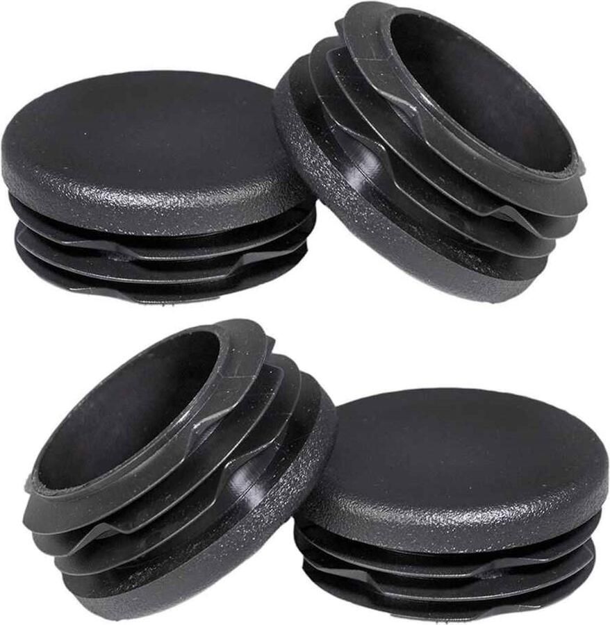 Verpas Pootdop insteek zwart rond vlakke onderkant 25mm Buitenwerksemaat (4 stuks)