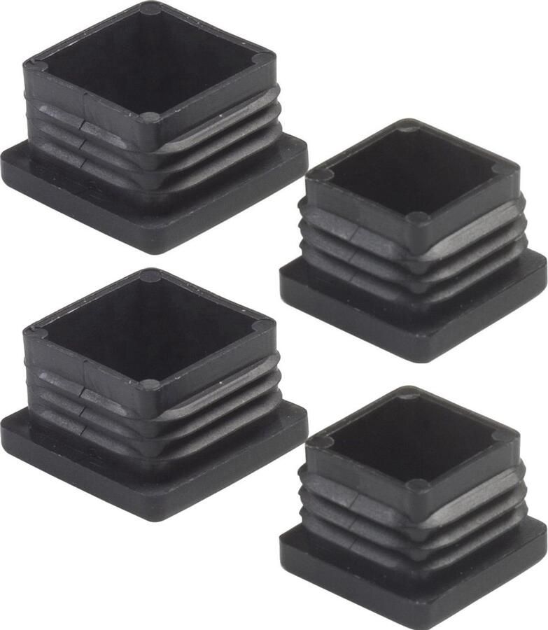 Verpas Pootdop insteek zwart vierkant vlakke onderkant 25x25mm Buitenwerksemaat (4 stuks)