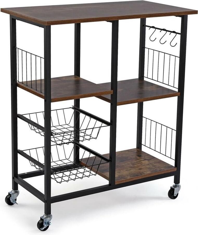 Versa Keukentrolley Bruin Hout MDF 40 x 86 x 72 5 cm