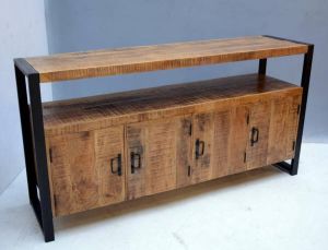Verwaal Vonk Dressoir mangohout zwart staal 4 deuren 175 cm