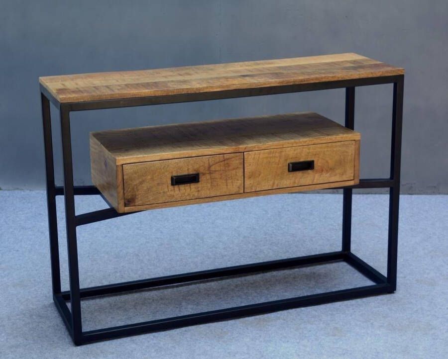 Verwaal Vonk sidetable mangohout 2 lades 110x35x77 cm