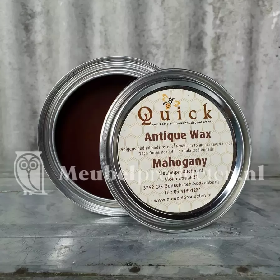 Quick-was Quick wax (antiekwas boenwas Terpentijnwas) Mahonie 375 ml