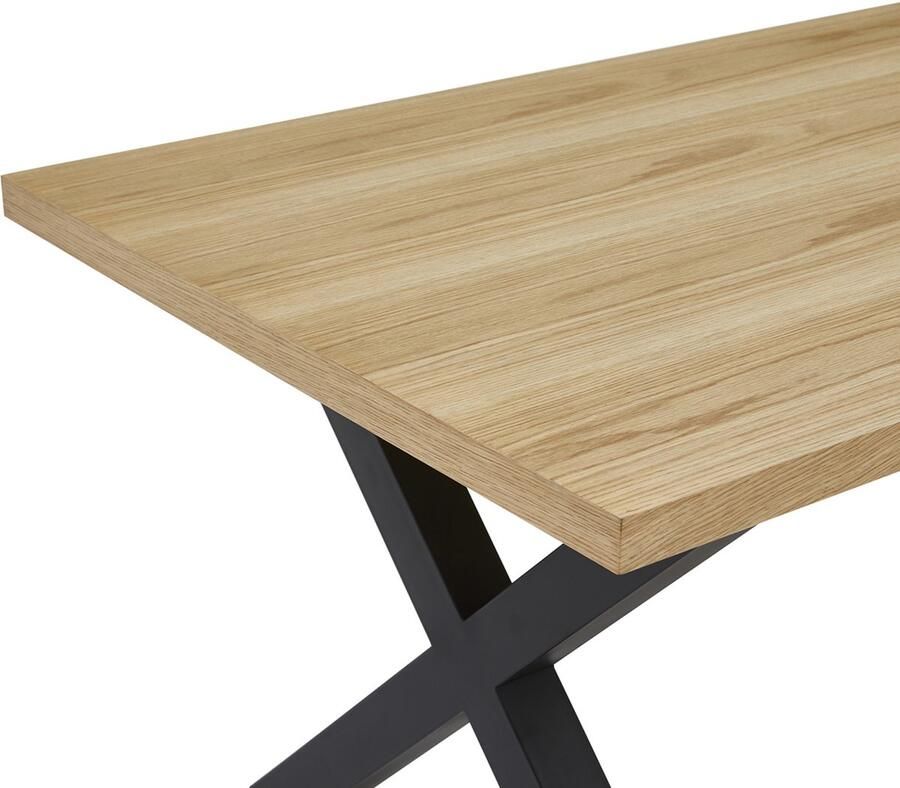 Vestland Eiken Eettafel 220x100 CM – Rechthoekig – Geschikt voor 8 10 Personen – X-poot Metaal Industrieel Design