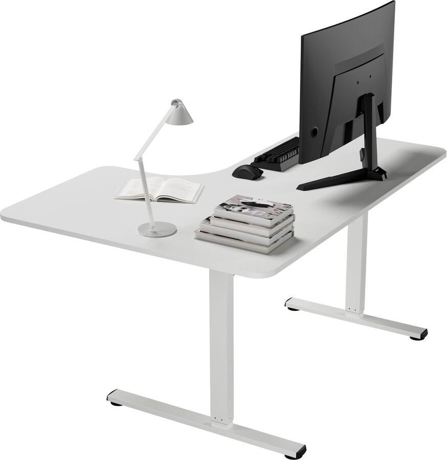 Vestland Zit‑Sta Bureau Elektrisch Hoekbureau L-vormig 140 x 100 x 60 cm Wit Dubbele Motor