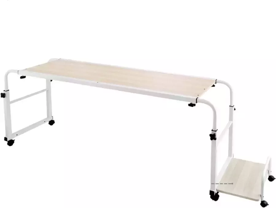 Vevor Laptoptafel Bed Verstelbare Laptop Tafel Laptop Bureau Computer Bureau op Wielen Verrijdbaar Computertafel Wit Hout