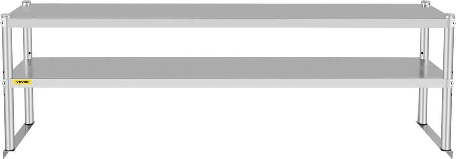 Vevor 1830 x 300 x600 mm Roestvrijstalen Plank Met Dubbele Bovenkant 2 Niveaus voor Voorbereidingstafel
