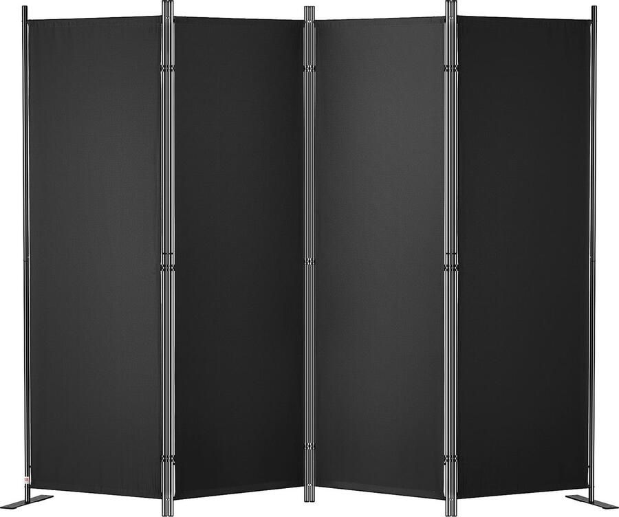 Vevor 224 x30 x 171 cm 4-Delig Scherm Opvouwbaar Kamerscherm Zwart Gemaakt van 180 g Polyesterweefsel met PA-coating Het Biedt Privacybescherming